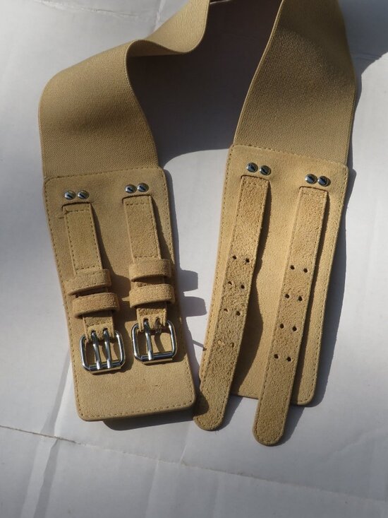 H&M Wide Waist Belt | Beige Corset Belt with Double Buckle | Ballet Core Gymnast main image 6